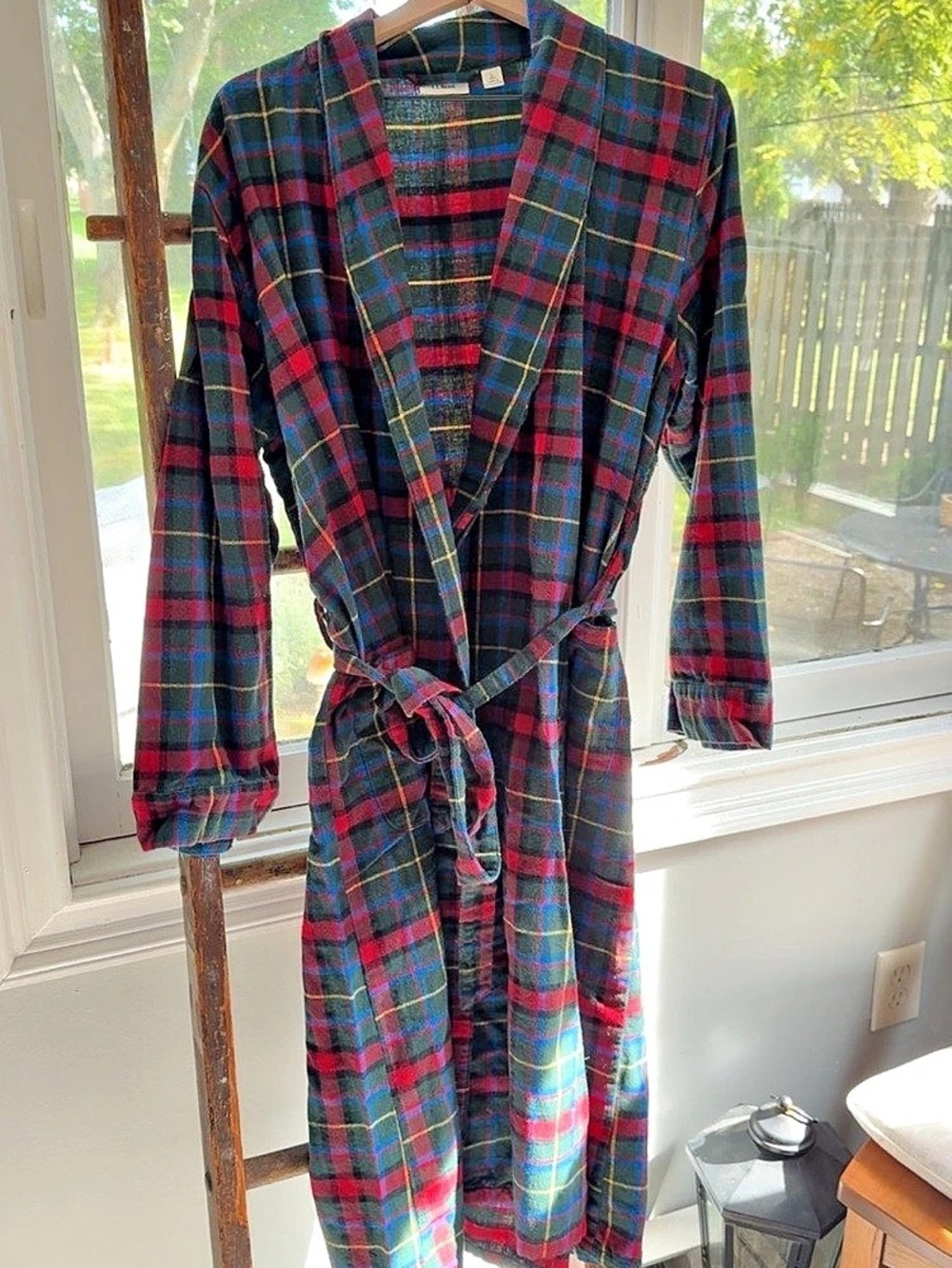 L.L.Bean Christmas Plaid Flannel Belted Robe.